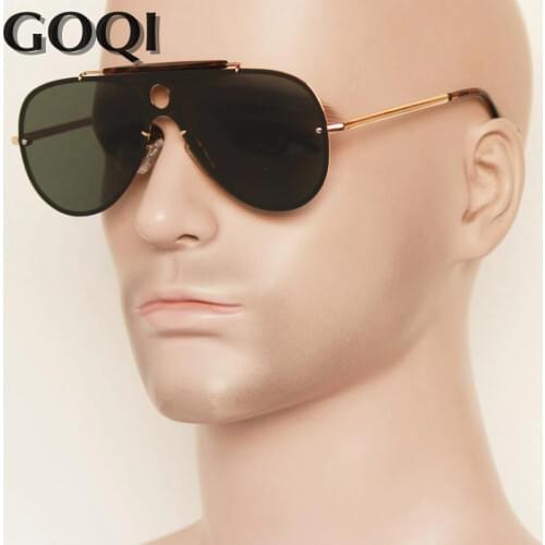 GOQI 2018 iconic style flat large metal 57MM polarized lens, classical vintage men driving and traveling sunglasses ,men gafas
