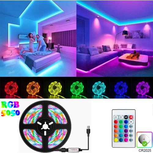 LED Strip 5050 Light with Remote Control USB TV Party Commercial Bar Background LED Light for Room Decor Wall Bedroom 1/2/3/4/5M