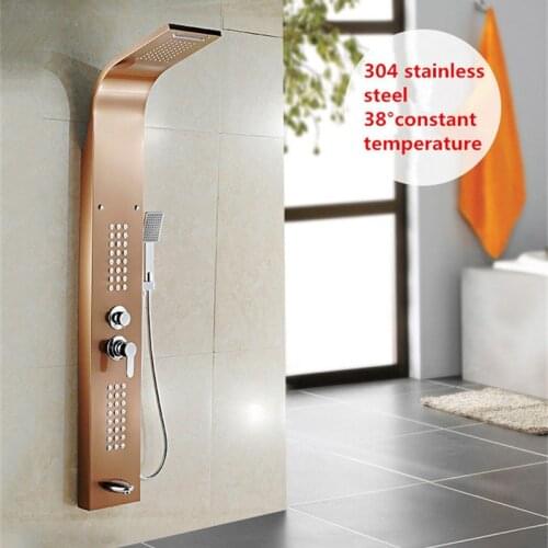 Thermostatic Rainfall Shower Panel Faucet 304 Stainless Steel Massage Shower Column Tap Wall Mounted Digital Temperature Screen