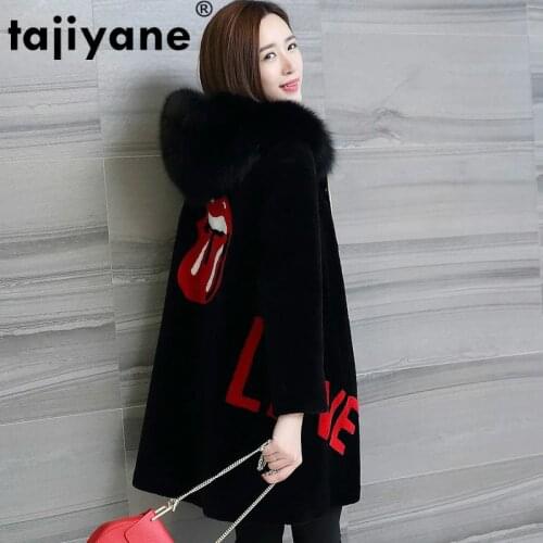 Fox Fur Collar Real Fur Coat Female Wool Jacket Autumn Winter Coat Women Clothes 2020 Korean Vintage Sheep Shearling Tops T4831