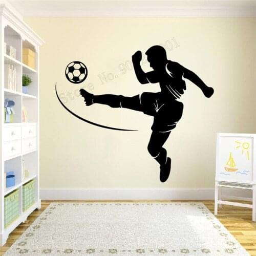 Wall Art Sticker Teen Sports Soccer Decoration For Kidsroom Decal Vinyl Removeable Football World Sports Sticker Beauty LY425