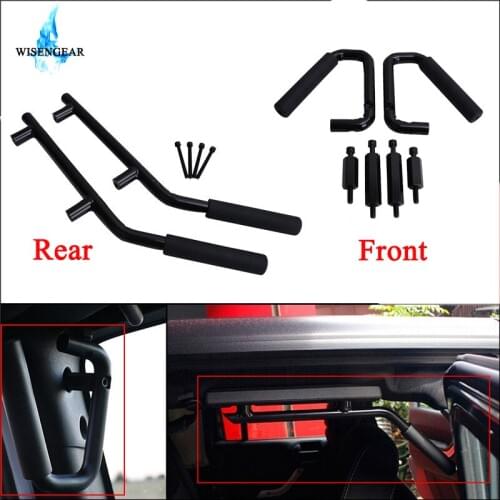 WISENGEAR For Jeep Wrangler JK Sahara Sport Rubicon X & Unlimited 4 door Solid Steel Front Rear Seat Grab Handles Armrest Grab