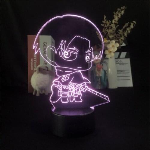 Japanese Anime Levi Ackerman Attack on Titan 3D Night Light Bluetooth Control for Bright Base 7Color with Remote Desk Kid Indoor