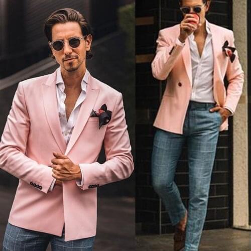 Hot Pink Mens Suits For Men Slim Fit One Button Groom Wedding Tuxedos Best Man Prom Blazer Suit Only One Jacket