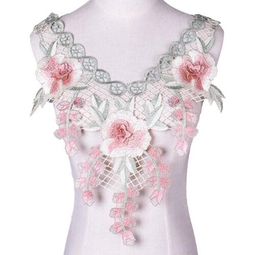 Green Floral Lace Fabric Fake Neckline Collar Shawl Dress Decorative Shoulder Wrap Necklace Mini Cape