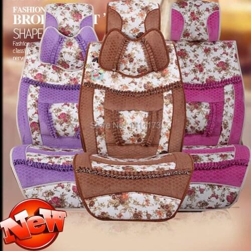 Women Cute cartoon winter car warm seat cushion sets and accessories 9PCS/set Car seat supports seat cover sets for 5 seats set