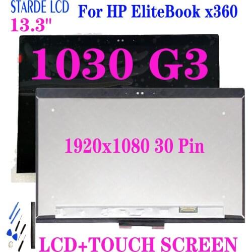 13.3" inch LCD For HP EliteBook x360 1030 G3 13.3 LCD Display Touchscreen Digitizer Assembly FHD 1080P B133HAN05 30Pin Screen
