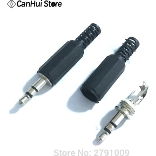10Pcs/lot Audio Jack Plug Headphone male Connector 3.5mm Jack Plug 3.5 Stereo Plug With Black Plastic LX1 Housing For phone Hot