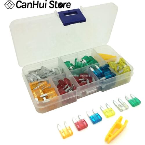 120pcs/lot Car Truck Small Size MINI Blade Fuses 5A 10A 15A 20A 25A 30A AMP Plastic Box Assortment with Clip