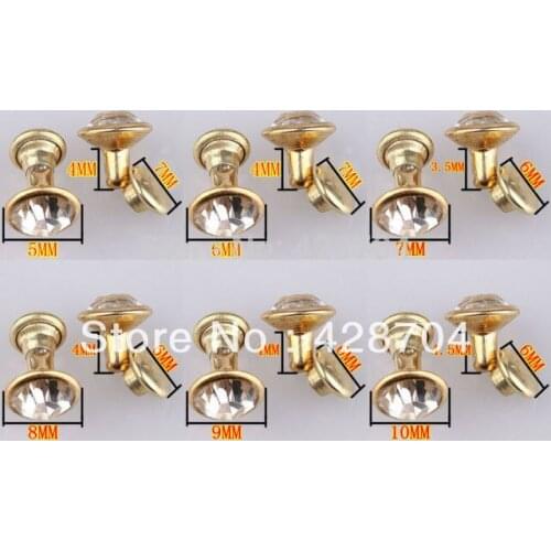 1440pc 5-10mm Gold Plated Glass Rhinestones Rivet Tack Crystal Studed