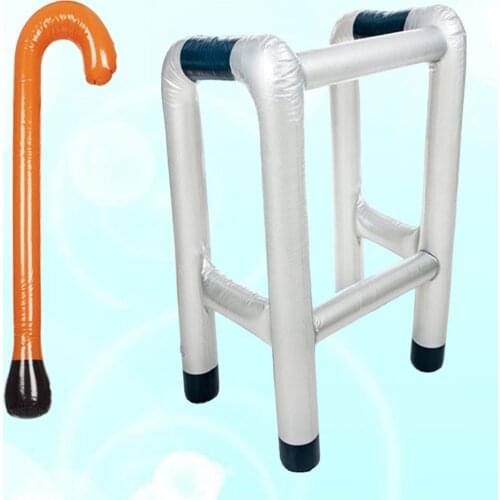 2pcs Inflatable Zimmer Frame and Walking Stick Blow Novelty Dress Prop Accessory