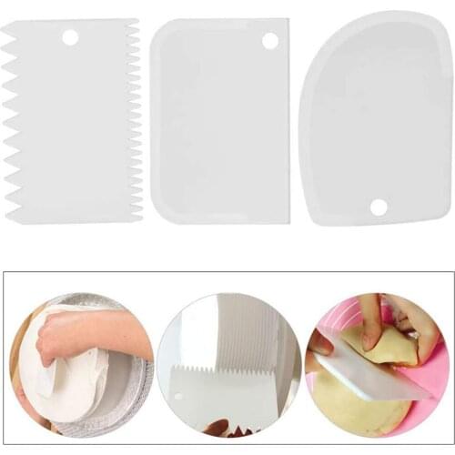 3Pcs/set Cream Scraper Dough Cake Smoother Irregular Teeth Edge Cake Decorating Fondant Pastry Cutters Baking Spatula Tools Mold