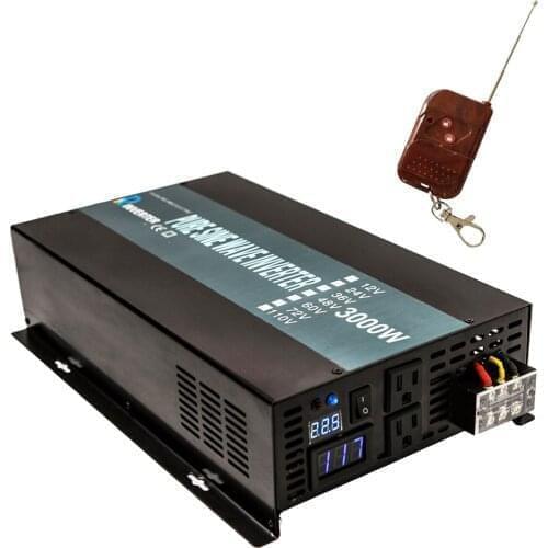 3000W Solar Panel Inverter 24V to 220V Pure Sine Wave Power Inverter Converter Power 12V/48V DC to 110V/120V/230V/240V AC