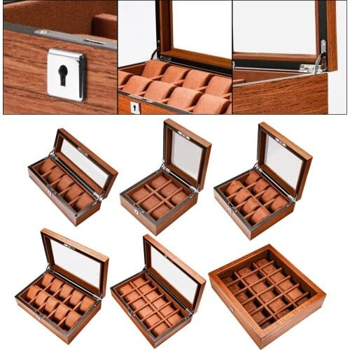 5/6/8/10/12/18 Slots Watch Box Display Glass Top Jewelry Case Organizer for Men