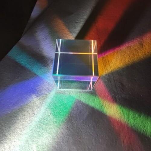 50MM Prism Six-Sided Bright Light Combine Cube Prism Stained Glass Beam Splitting Prism Optical Experiment Instrument Lens