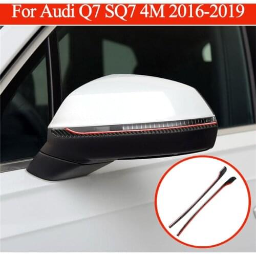 Car Styling For Audi Q7 SQ7 4M 2016-2019 Rearview Mirror Anti-collision Decorative Strip Carbon Fiber Sticker Accessories