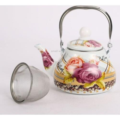 1L turkish coffee kettle glass Hand red coffee pot Thick enamel cold water teapot oil pot crane mouth pot water jug tea kettle