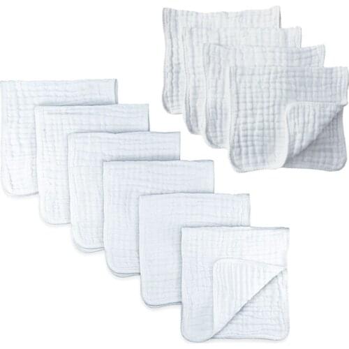 Baby Muslin Burp Cloths Cotton Hand Washcloths 6 Layers Extra Absorbent Soft Towel Gauze Kindergarten Facecloth