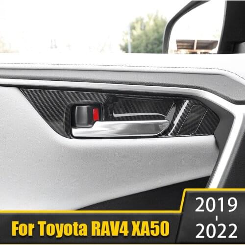 For Toyota RAV4 2019 2020 2021 RAV 4 XA50 ABS Carbon Fiber Car Inner Door Bowl Trim Frame Decorative Cover Interior Accessories