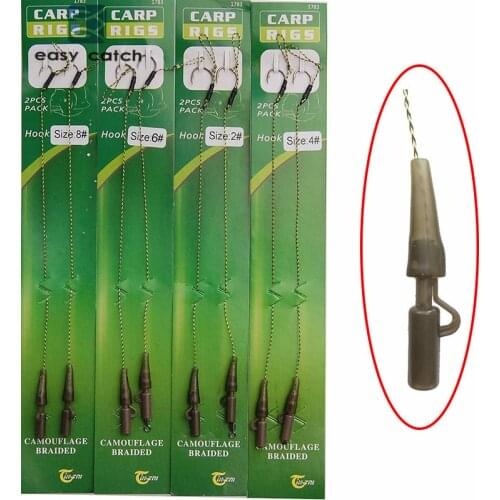 Easy Catch 8pcs Carp Fishing Hair Rigs Braided Thread 8340 Hook Swivel Lead Clips Boilies Carp Rigs Carp Fishing Accessories