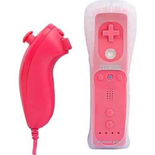 HaoLongGCP Multi Color 2 in 1 Wireless Game Remote Controller with Motion Plus Nunchuck for Nintendo for Wii Controller joystick