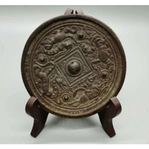 Collect China Bronze Ancient Four God Beast Exorcise Evil Spirits Bronze Mirror