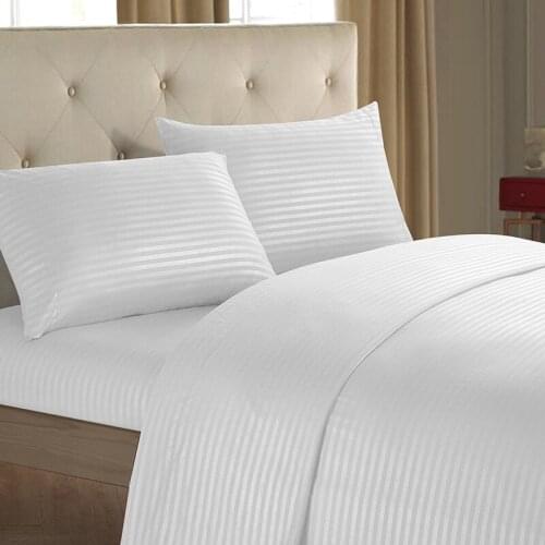 Bed Sheet Sets Satin Stripe Fitted Sheet High-End Solid Color Mattress Cover Bed Cover Set King Size Queen Bed Sheets