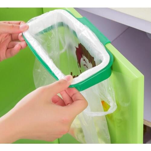 Kitchen Cupboard Back Trash Bag Rack Cabinet Door Garbage Bag Holder Hanging Kitchen Cabinet Hanging Trash Rack kitchen Tools-35