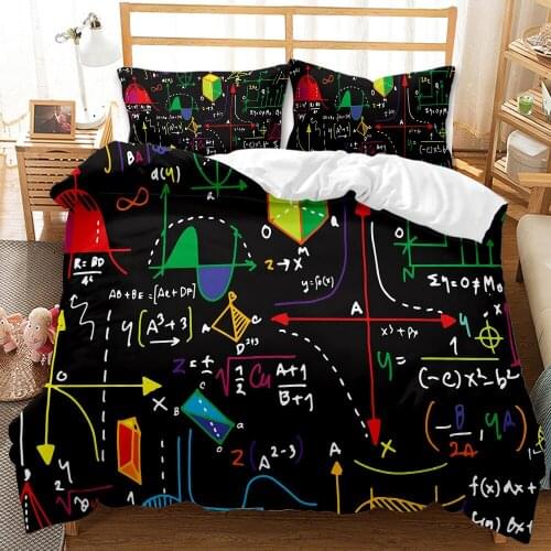Mathematics Symbol Pattern Print Bedding Set 2/3pcs Bedclothes Home Textiles Luxury Bedspread Queen Children Student Duvet Cover