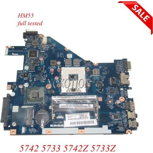 NOKOTION Laptop Motherboard For Acer aspire 5742 5733 5742Z 5733Z MBRJY02002 PEW71 LA-6582P HM55 UMA DDR3 Main board works