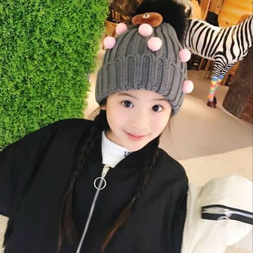 MingJieBiHuo new fashion autumn winter warm wild breathable children wool caps cute cartoon lovely children baby hats