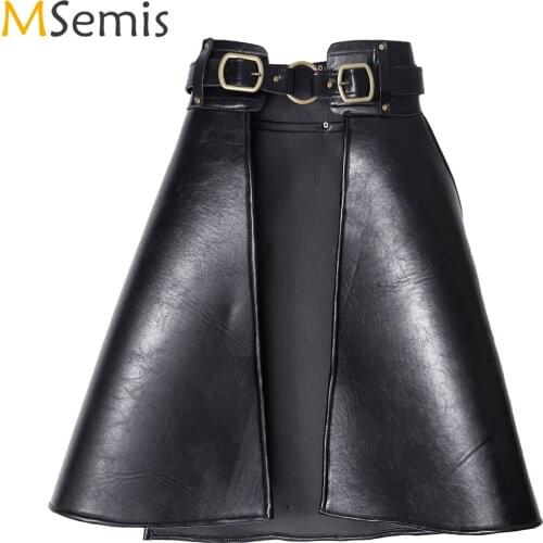 Mens Leather Skirt Accessories Steampunk Adjustable Belt Skirt Fashion Retro Rivets Skirt Medieval Cosplay Costumes Accessories