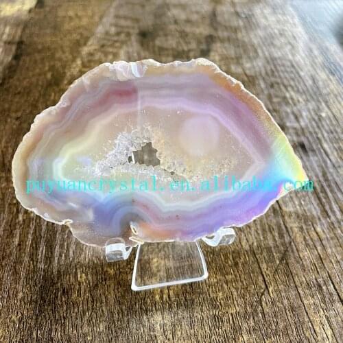 Angel Aura Natural Agate Slice Geode Freeform Healing Crystals Gemstones Feng Shui Aesthetic Room Decor Reiki Gift
