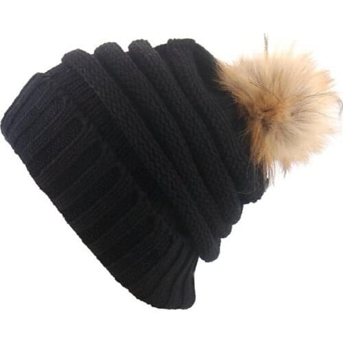New Winter Hat Female Solid Warm Soft Pom Poms HIP HOP Womens Knitted Hats for Girls Hat Children Kids Caps Beanies Bonnet