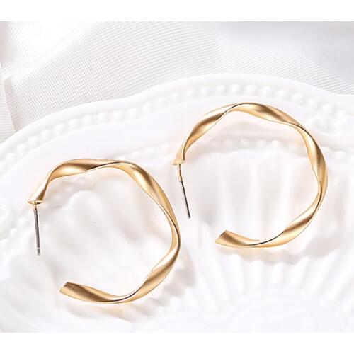 New Fashion Geometric Circle Punk Hoop Earrings Twisted Gold Color For Women Brincos Party Jewelry Wholesale Top Quality