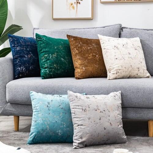 New Solid Velvet Gold Bronzing Seat Cushions Case Modern Abstract Texture Throw Pillows Case Sofa Couch Cute Pillows Home Decor