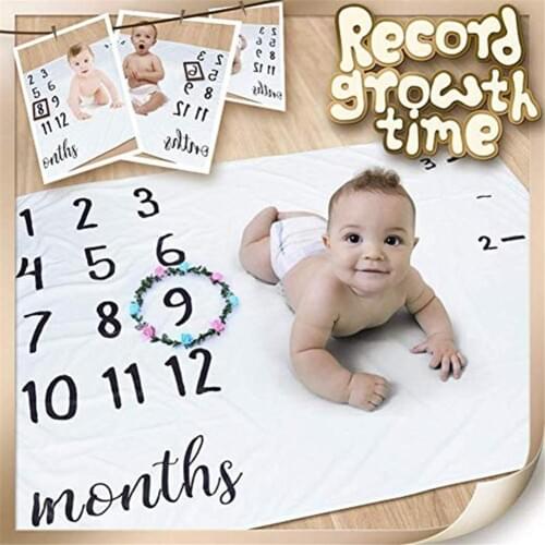 New Baby Monthly Growth Milestone Blanket Large Photo Props Background Blanket For Boy Girl Baby Shower Commemorate Rug
