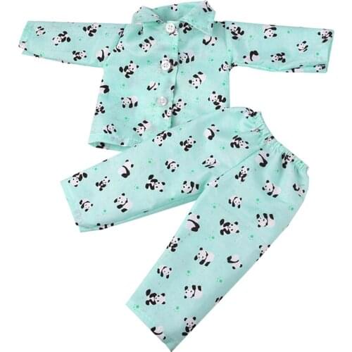 Cute Panda Printed Pajamas Sleepwear Nightwear Real Button Designed Top And