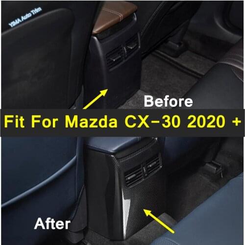Carbon Fiber Style Armrest Box Anti Kick Panel Rear Air Condition AC Vent Outlet Cover Trim Fit For Mazda CX-30 2020 2021