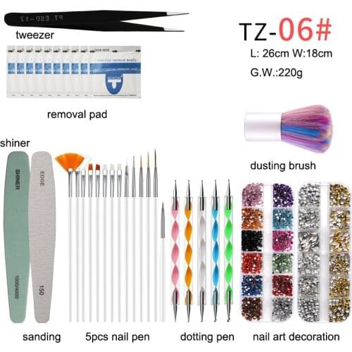 Professional Nail Salon Tool Sets Mixed Nail File Brush Dotting Pen Nail Manicure Set Wholesale