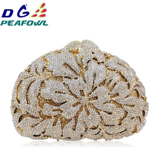 Luxury Hollow Out Diamond Women Evening Bag Clutch 4 Color Clutches Lady Crystal Flower Pattern Wedding Party Purses And Handbag