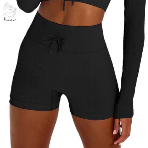 Yushuhua Yoga Shorts Women Fitness seamless Shorts Elastic Lulu Running Workout Short Leggings Drawstring Ladies Gym Sport Short