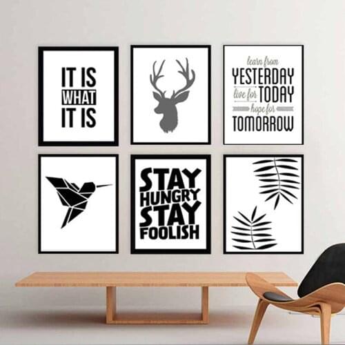 Modern Nordic Deer Bird Posters and Prints Canvas Wall Art Pictures Art Oil Painting for Living Room Wall Home Decor Unframed