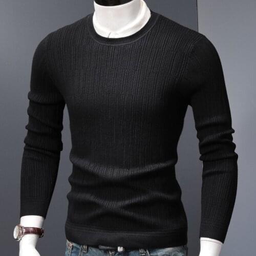 Business Casual Men Sweater Winter Knitted Pullover Fashion Design O-Neck Oversized Jersey Clothes