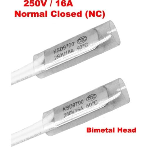 75 80 85 90 95 Degree Celsius KSD9700 250V 16A Normal Closed NC Bimetal Thermal Protector Thermostat Temperature Control Switch