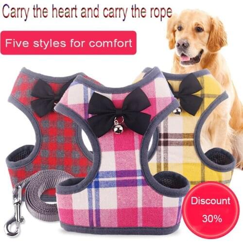 Pet Supplies Dog Vest New Checked Pet Leash Chest With Suit Vest Type Leash Wearing Bell Cat And Dog Dress Leash Chain