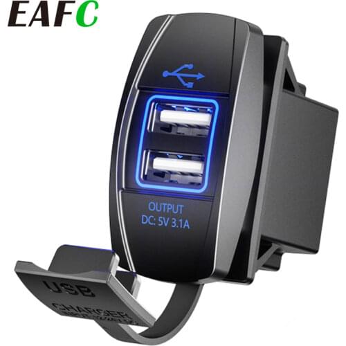 Universal Car USB Charger 3.1A Waterproof LED Car Charger Socket Outlet for Motorcycle Car Auto Refit Accessories 12-24V