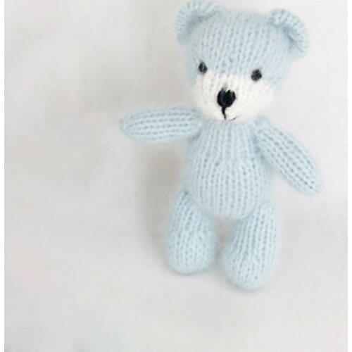 Knit Teddy Bear Doll Photo Props Newborn Bear Toy Props Baby Bunny Stuffed Animal Photography Props