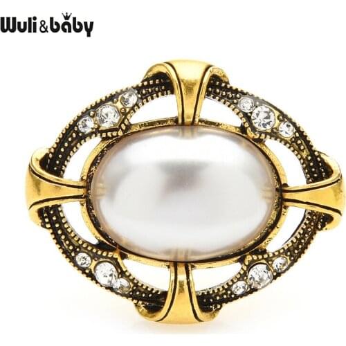 Wuli&baby Vintage Pearl Flower Brooches For Women Unisex 2-color Office Party Brooch Pins Gifts