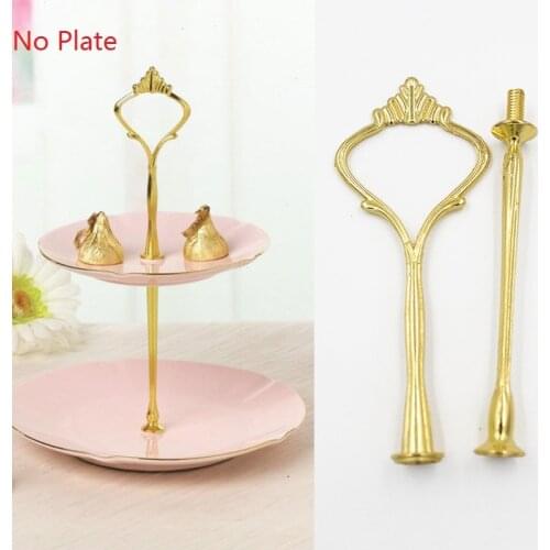 2/3 Tier Glass Stand Afternoon Tea Wedding Plates Party Tableware Golden/Silver Tier Cake Plate Stand Cupcake No Plate